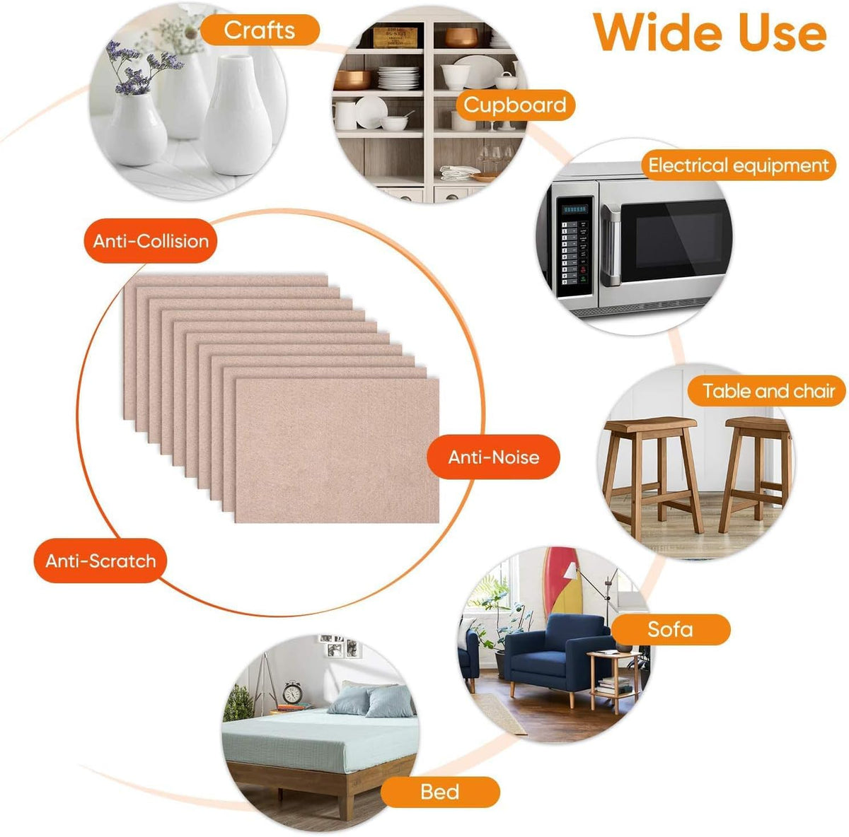 Felt Furniture Pads 10Pcs 8" X 6" Self Adhesive Furniture Felt Pads