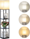 Floor Lamp with Shelves, Standing Lamps for Living Room, Black