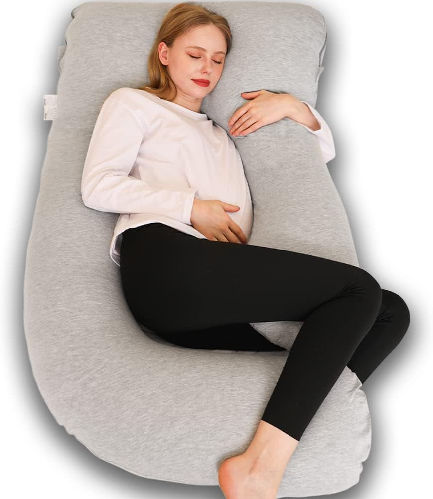 U-Shaped Full Body Pregnancy Pillow - 58 Inch Cooling Maternity Pillow for Comfortable Sleep During Pregnancy