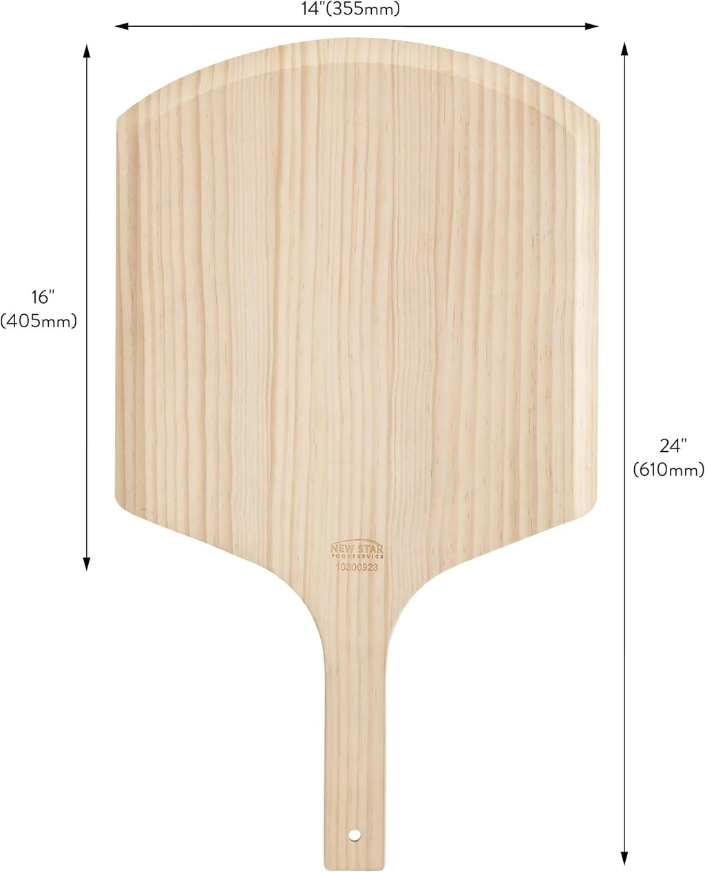 Wooden Pizza Peel, 16" L X 14" W, 24" Overall
