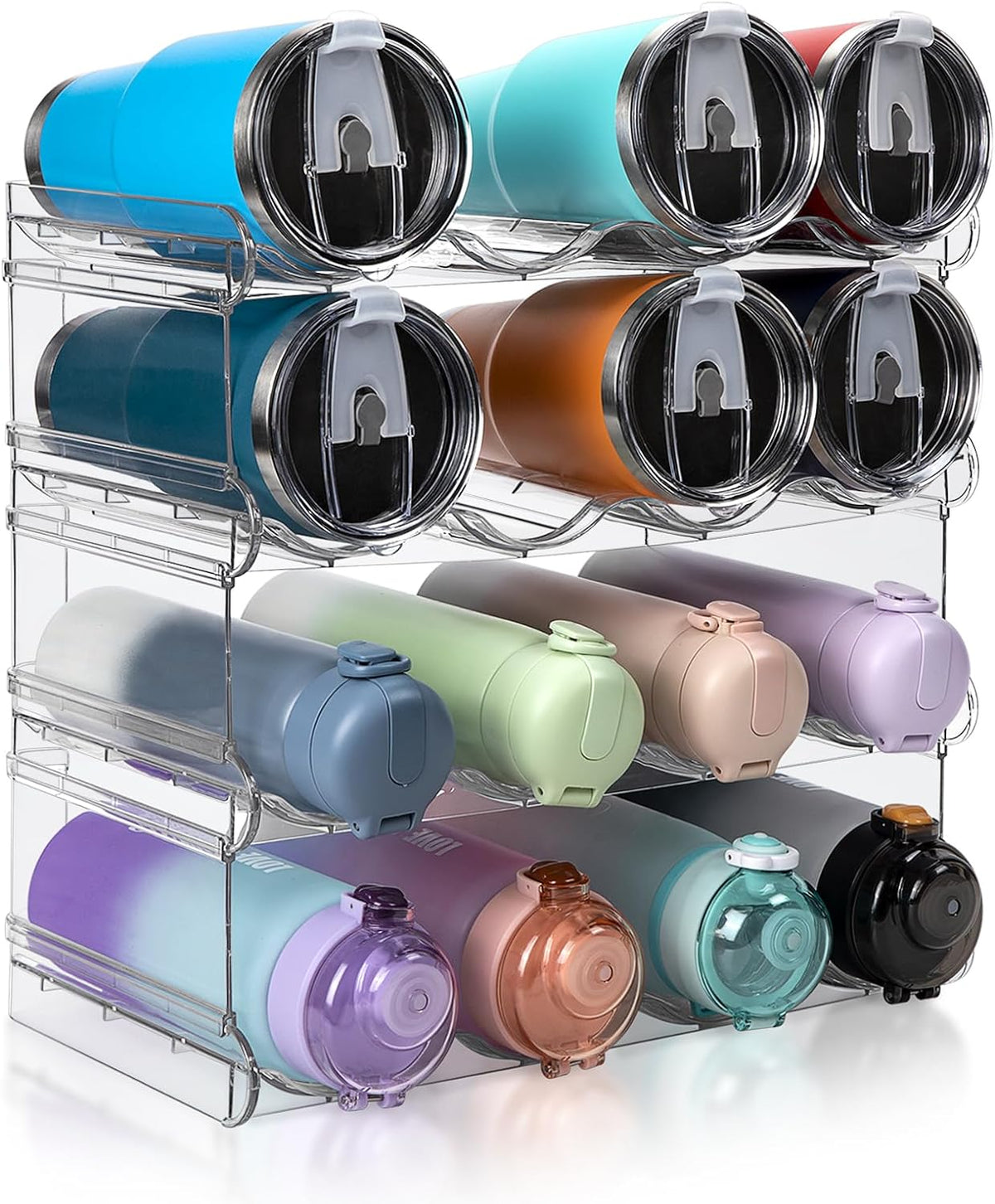 Water Bottle Organizer 4 Tier Large Compartment Water Bottle Holder