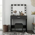 Professional Makeup Vanity Desk with Mirror and Adjustable Lighting, Sturdy Wood Construction, Large Drawer, 31.5 Inches, Black