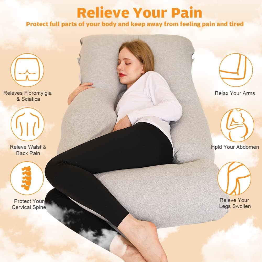 U-Shaped Full Body Pregnancy Pillow - 58 Inch Cooling Maternity Pillow for Comfortable Sleep During Pregnancy