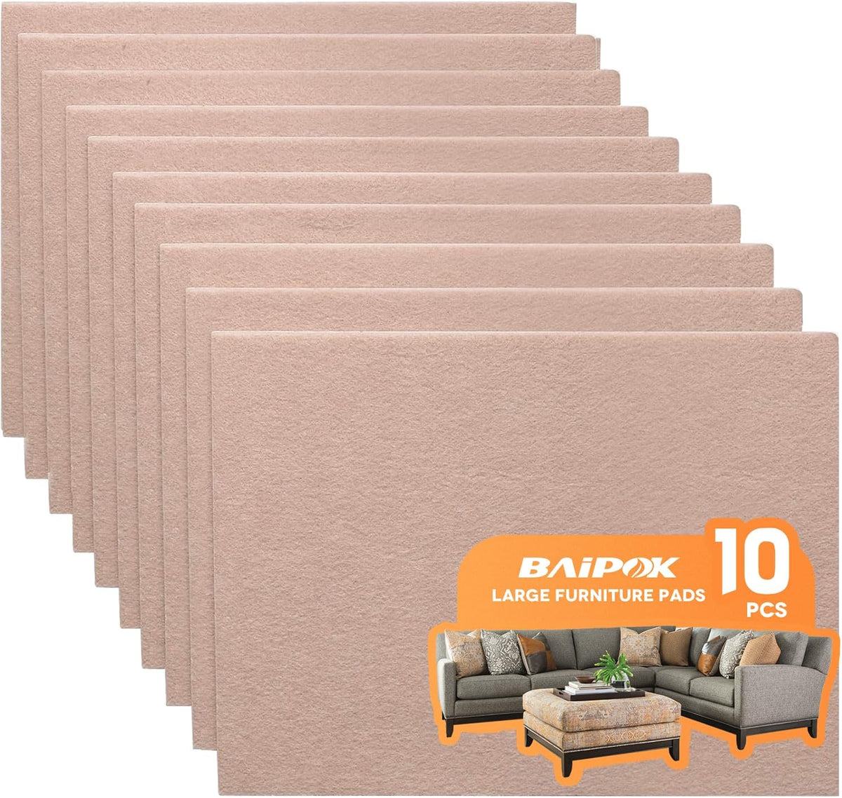 Felt Furniture Pads 10Pcs 8" X 6" Self Adhesive Furniture Felt Pads