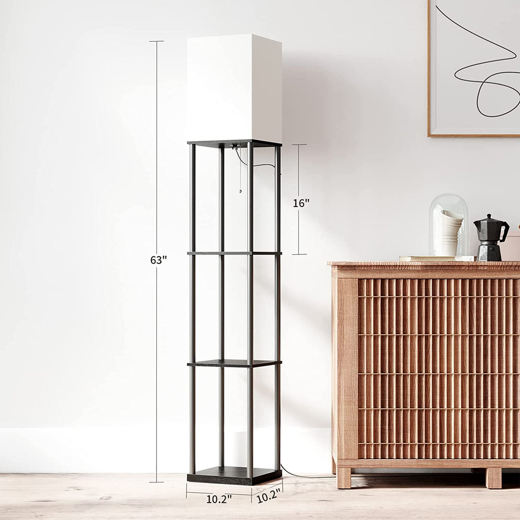 Floor Lamp with Shelves, Standing Lamps for Living Room, Black