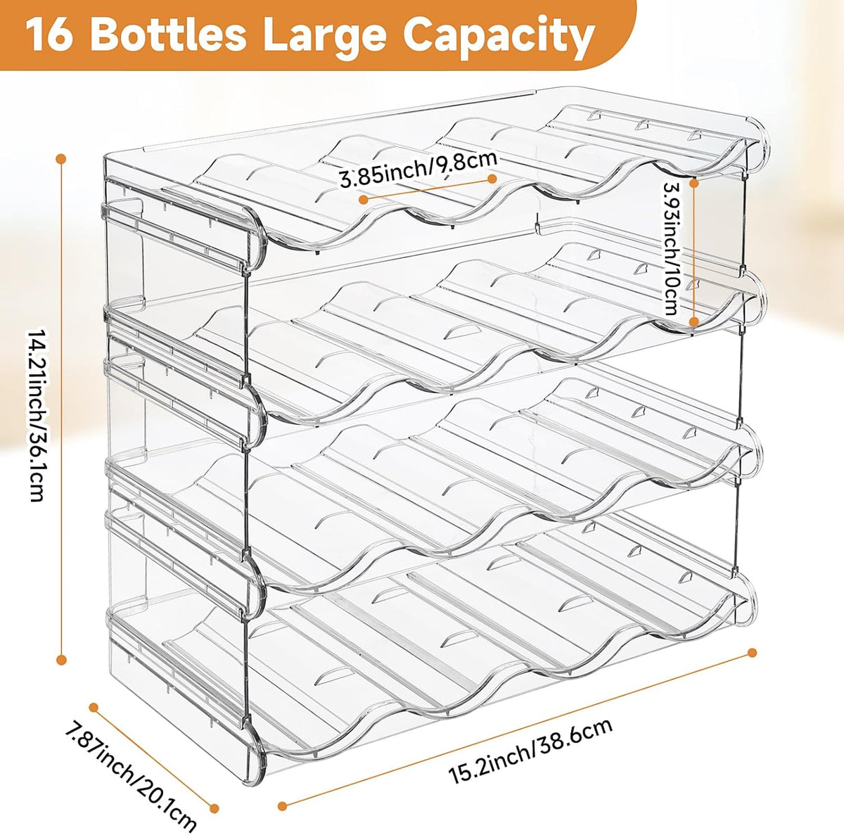 Water Bottle Organizer 4 Tier Large Compartment Water Bottle Holder