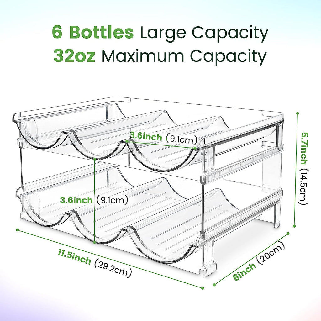 Cabinet Water Bottle Organizer - Set of 2 Stackable Storage Racks for Efficient Water Bottle Management