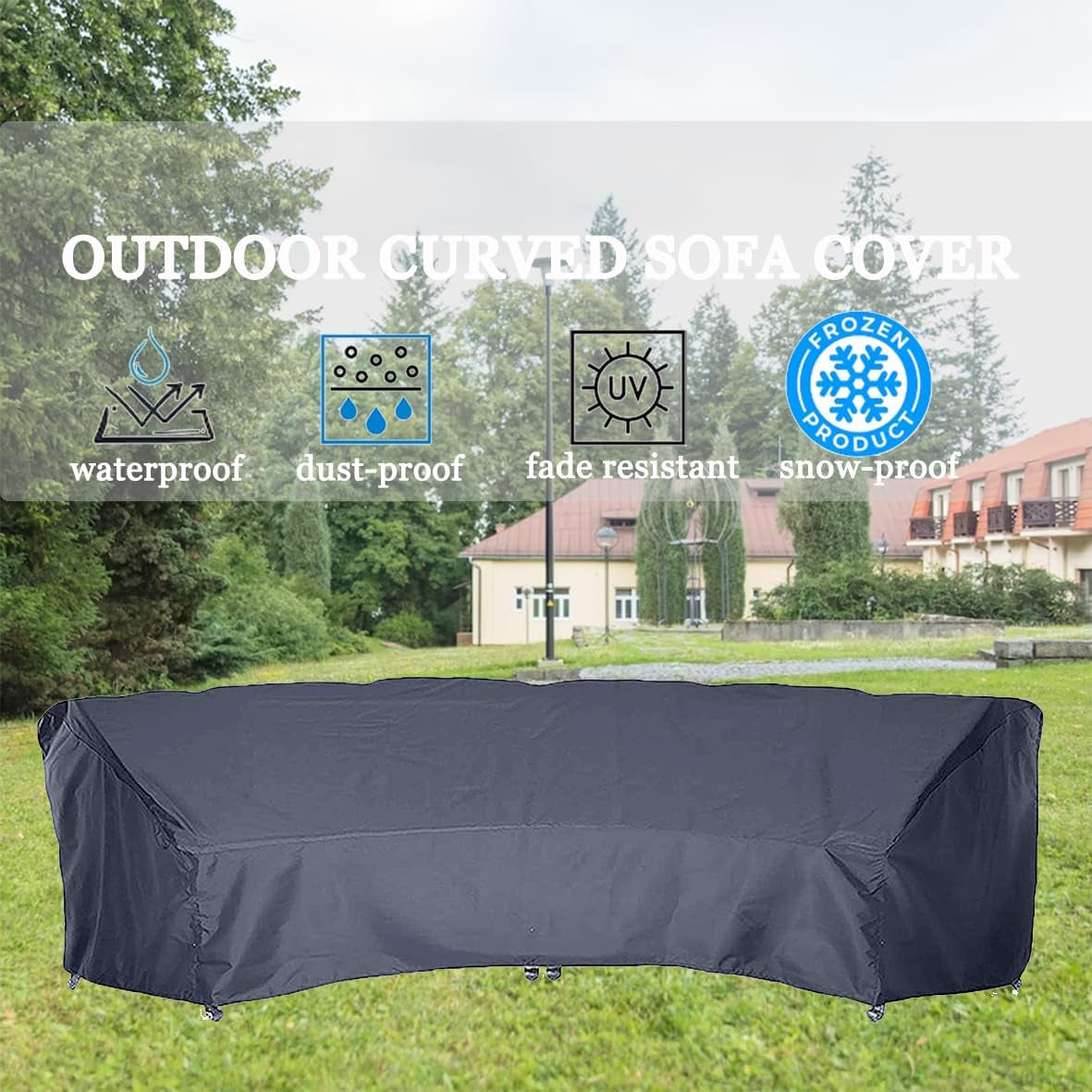 Curved Sofa Cover Outdoor Furniture Covers Waterproof Curved Furniture Cover Heavy Duty Patio Furniture Covers Extra Large U Shaped Sectional Furniture Cover for Winter Lawn Garden