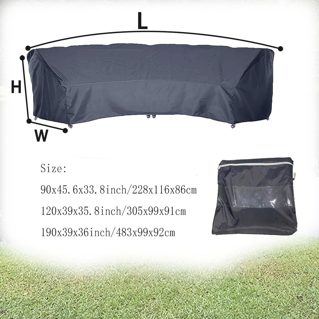Curved Sofa Cover Outdoor Furniture Covers Waterproof Curved Furniture Cover Heavy Duty Patio Furniture Covers Extra Large U Shaped Sectional Furniture Cover for Winter Lawn Garden
