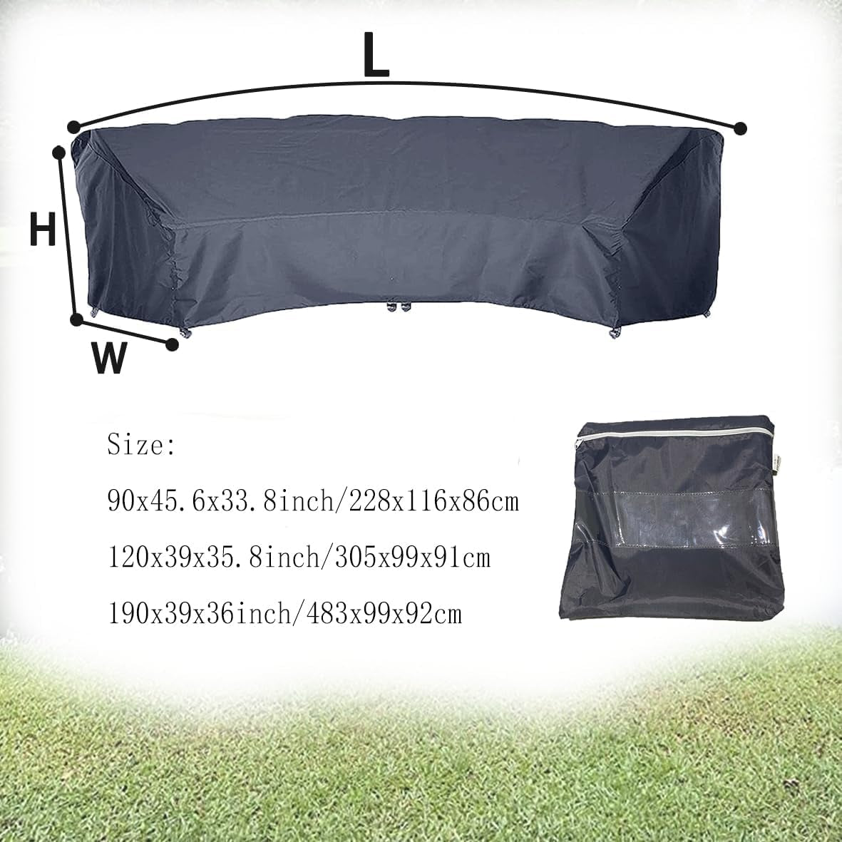 Curved Sofa Cover Outdoor Furniture Covers Waterproof Curved Furniture Cover Heavy Duty Patio Furniture Covers Extra Large U Shaped Sectional Furniture Cover for Winter Lawn Garden