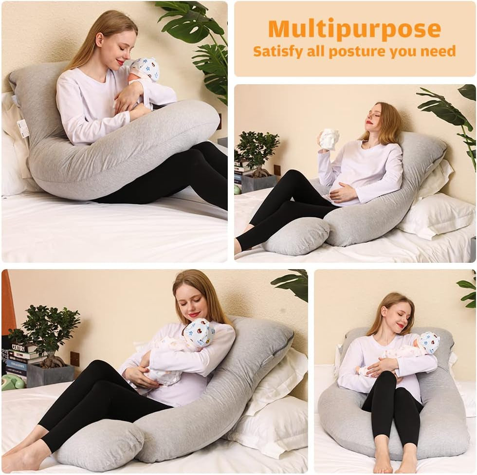U-Shaped Full Body Pregnancy Pillow - 58 Inch Cooling Maternity Pillow for Comfortable Sleep During Pregnancy