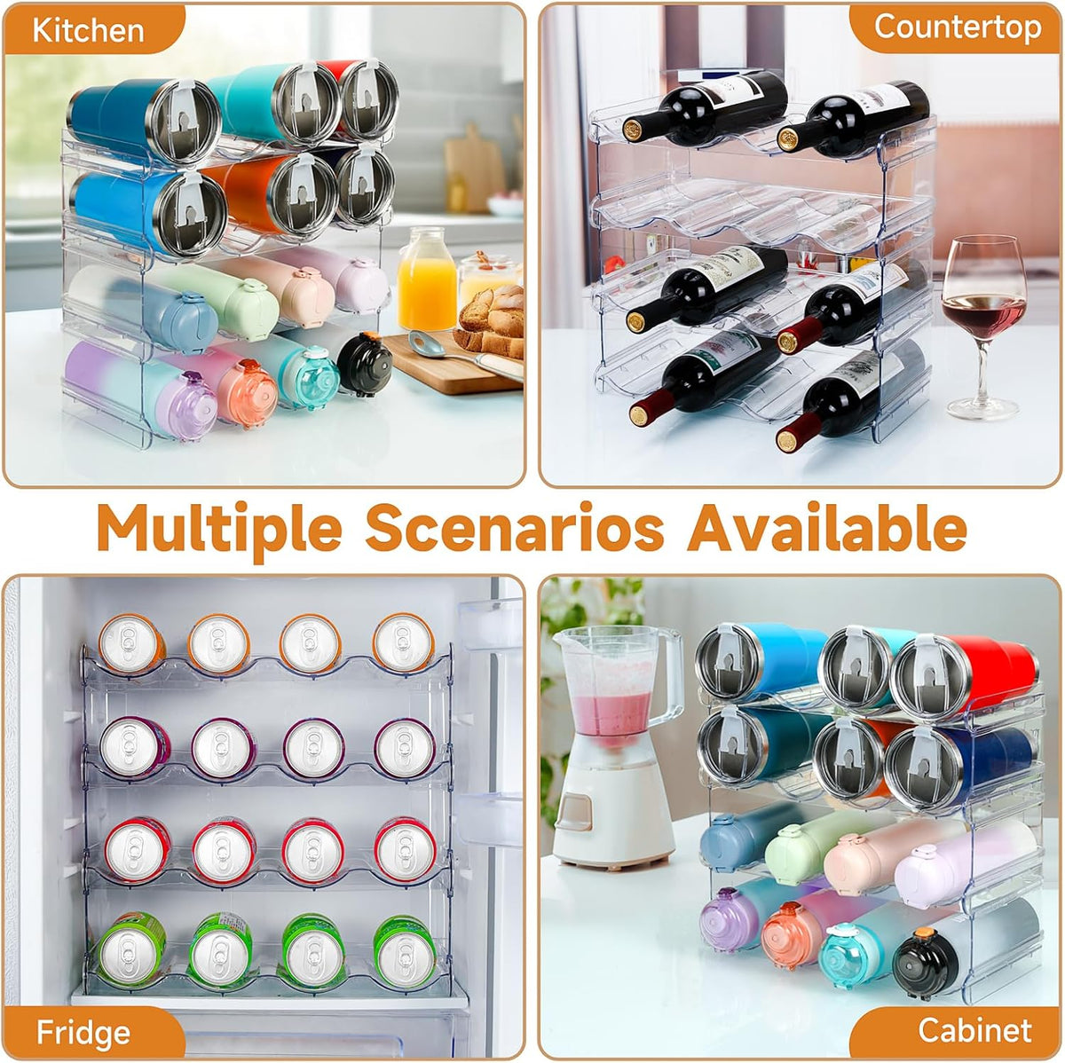 Water Bottle Organizer 4 Tier Large Compartment Water Bottle Holder